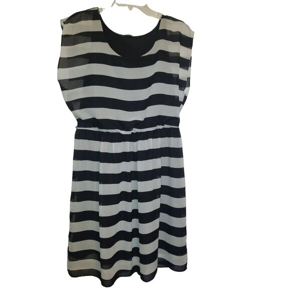 Maurice's Women's Black and White Striped Midi Dress Sz Large - Picture 1 of 4